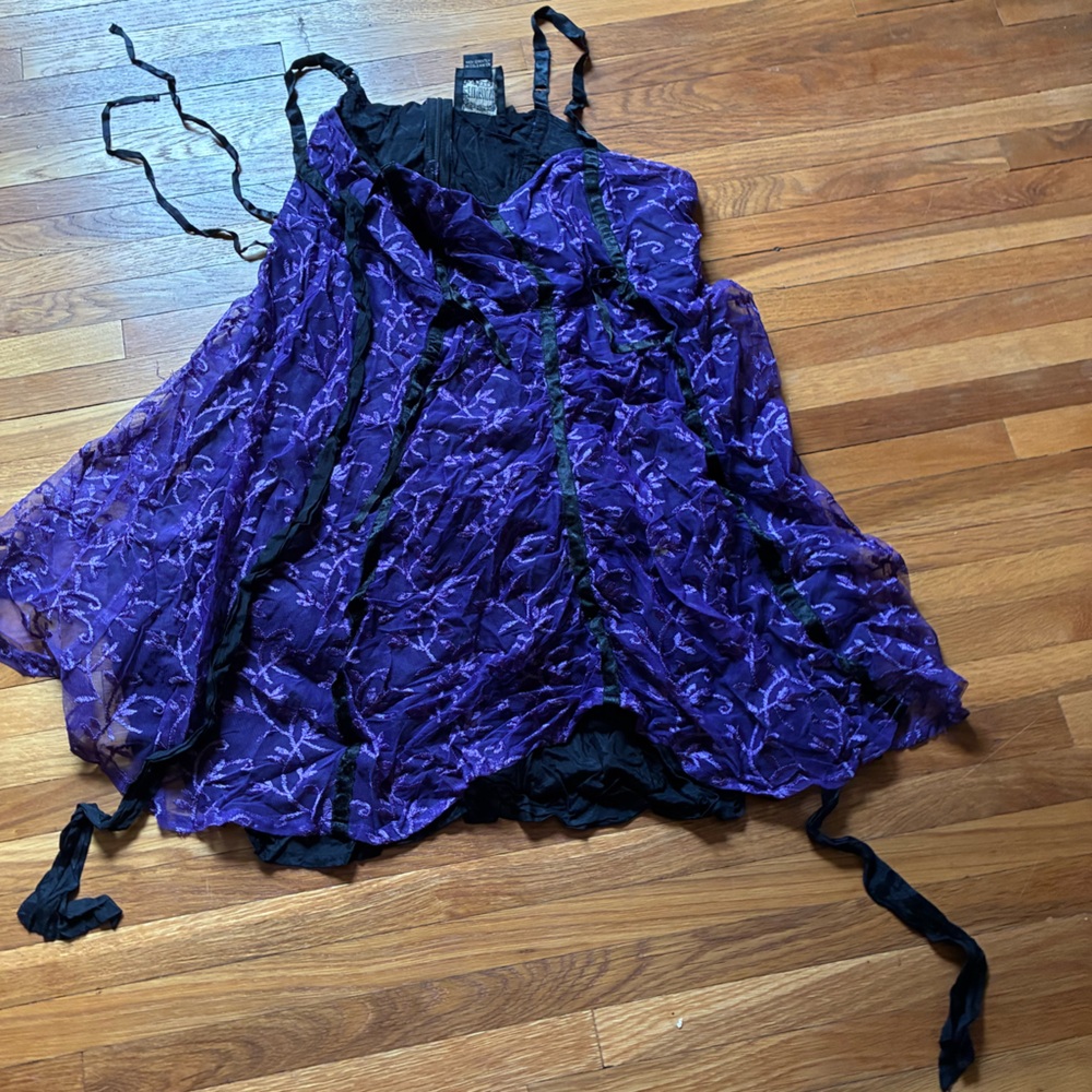 Hot Topic Purple and Black 90s whimsigoth baby doll dress